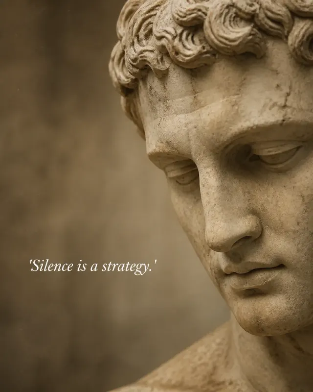 Downcast Eyes Roman Statue Quote Graphic