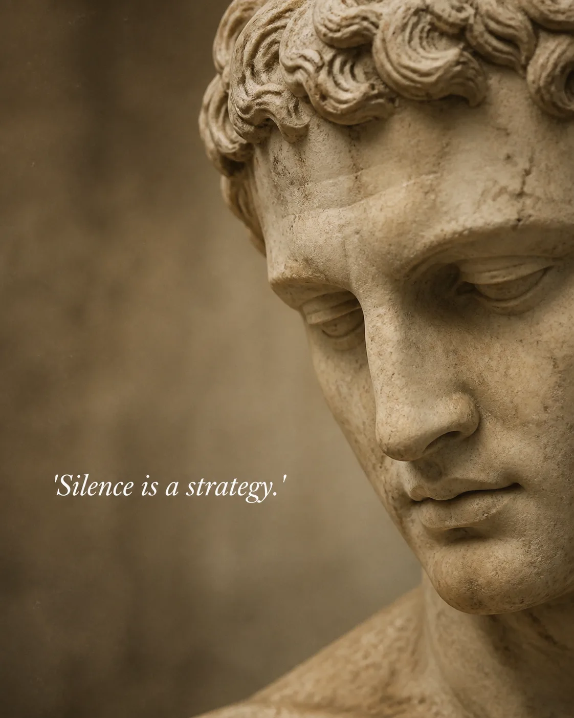 Downcast Eyes Roman Statue Quote Graphic