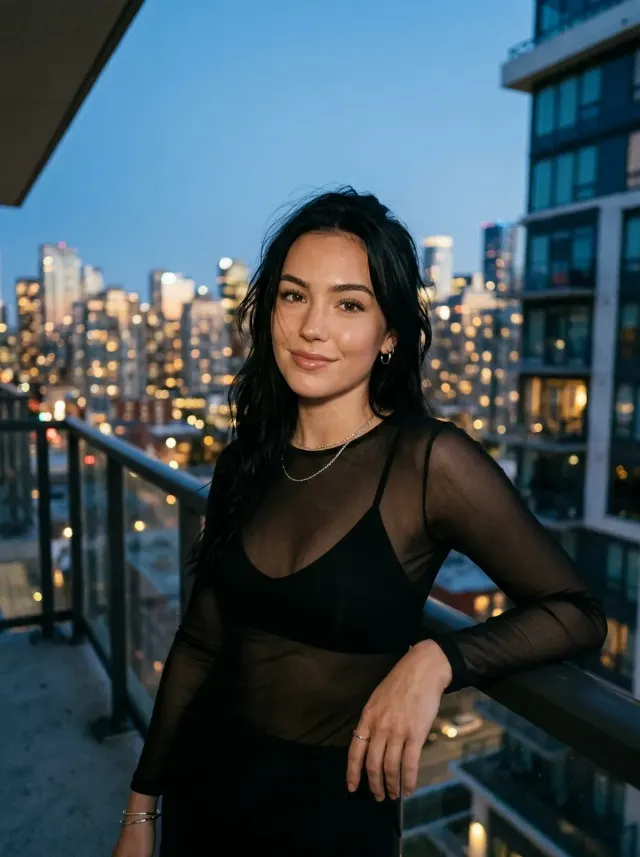 Dusk Balcony Mesh Fashion Portrait