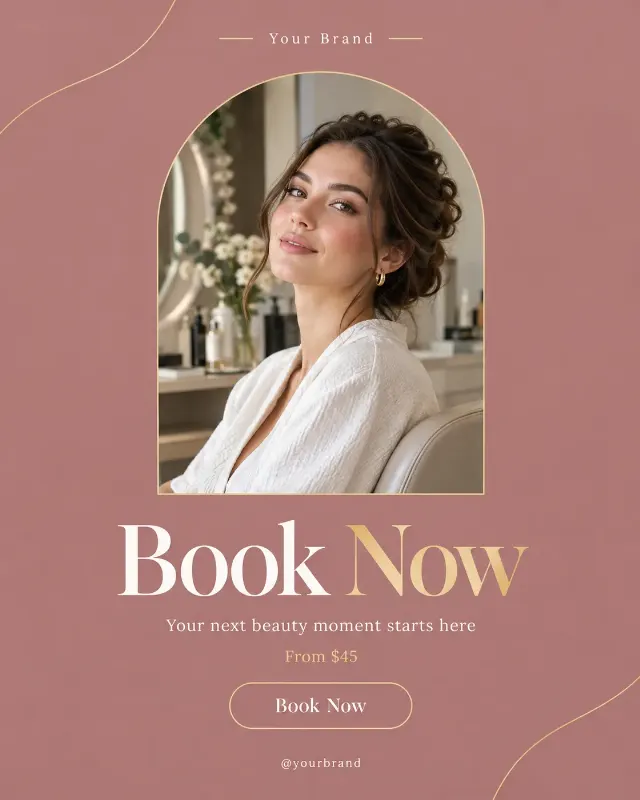 Elegant Beauty Salon Book Now Post