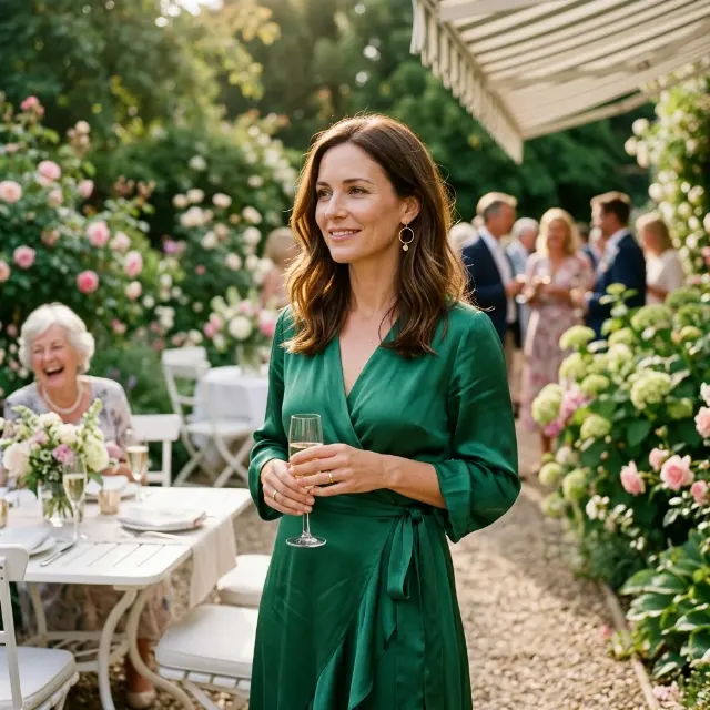 Elegant Garden Party Wrap Dress Portrait