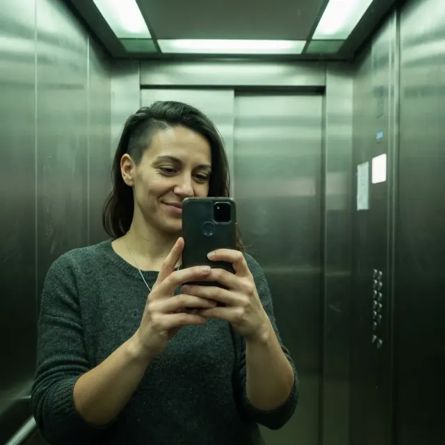 Elevator Fluorescent Light Selfie