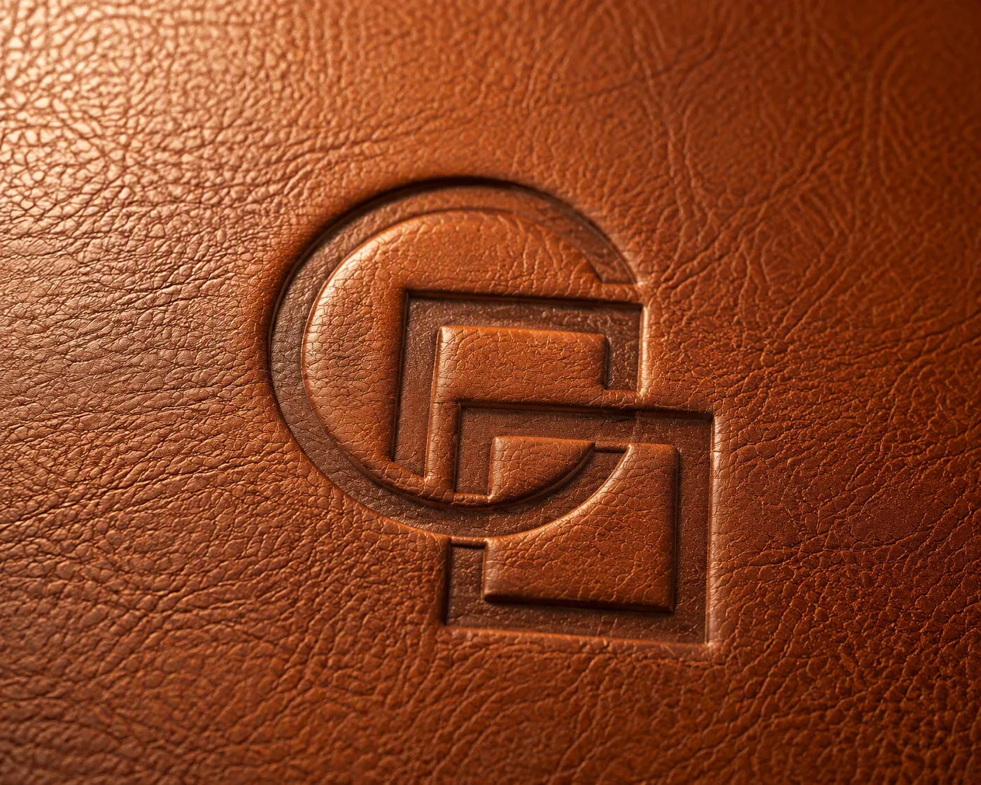 Embossed Leather Logo Close-Up