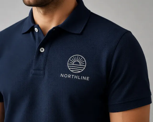 Embroidered Logo Polo Shirt Mockup
