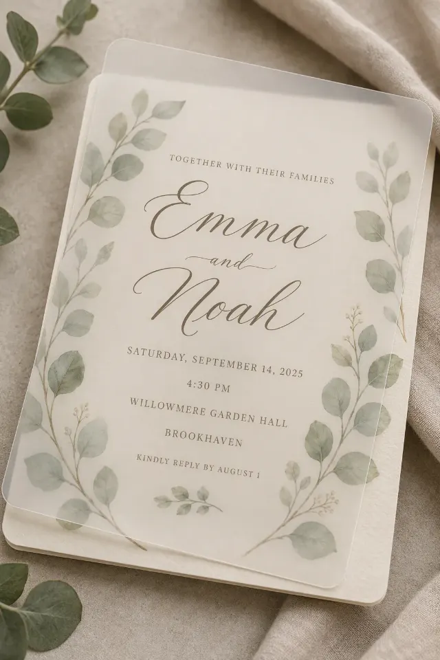 Eucalyptus Vellum Wedding Invitation