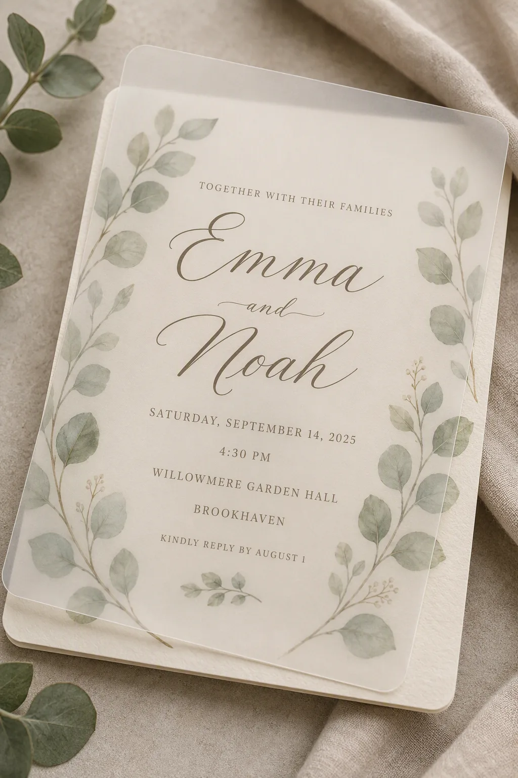 Eucalyptus Vellum Wedding Invitation