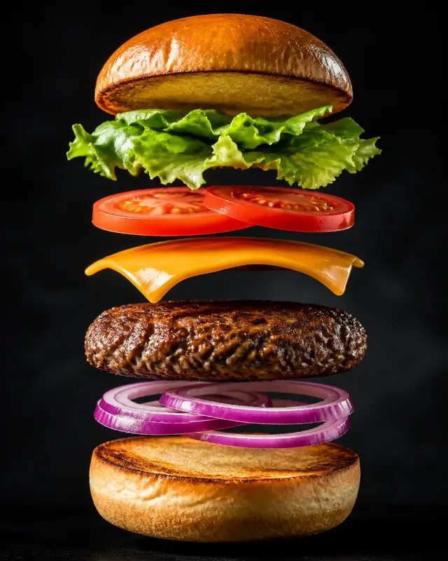 Exploded Burger Layer Food Photograph