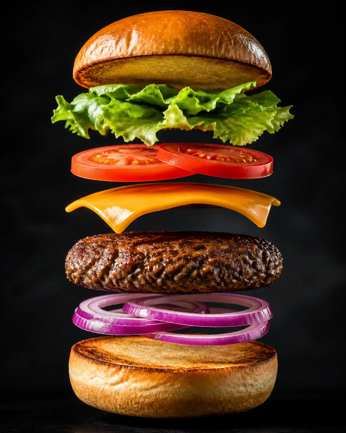 Exploded Burger Layer Food Photograph