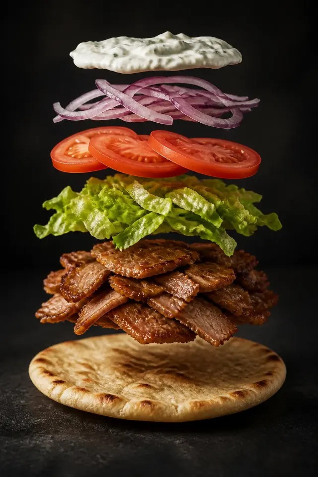 Exploded Doner Kebab Wrap Food Photo