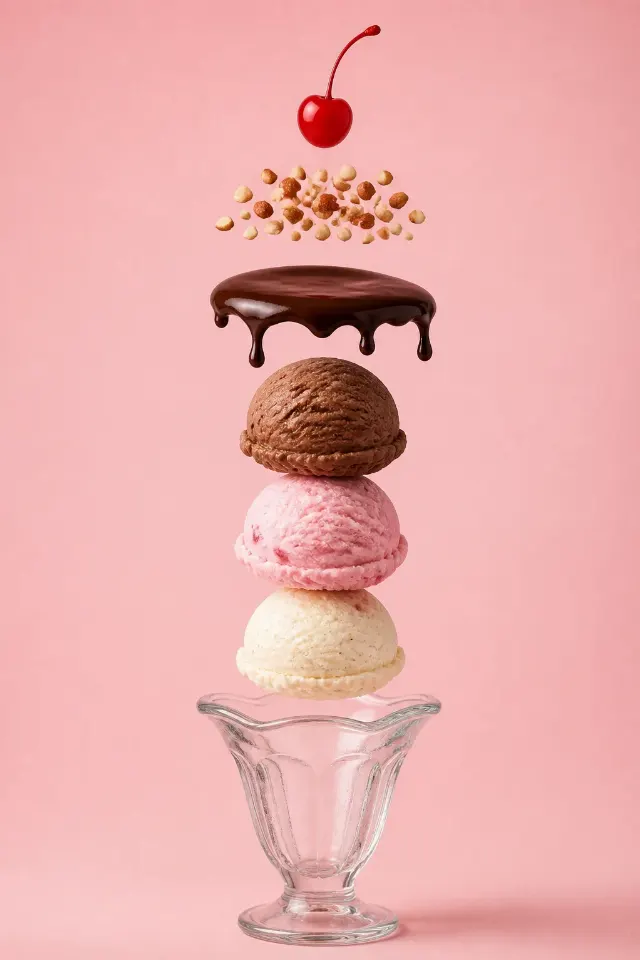 Exploded Ice Cream Sundae Food Photo