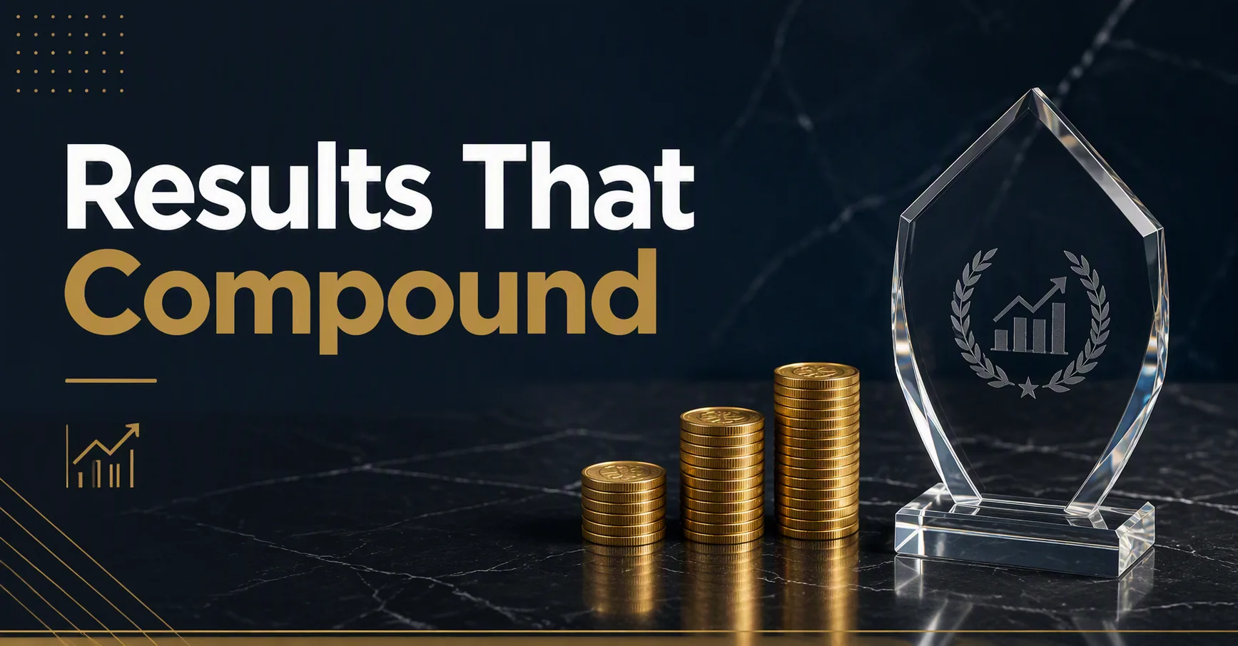 Finance Results LinkedIn Post With Glass Trophy