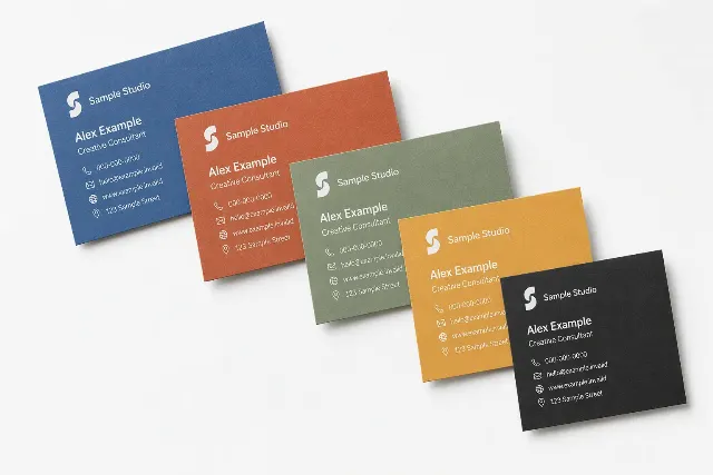 Five-Color Fanned Business Card Mockup