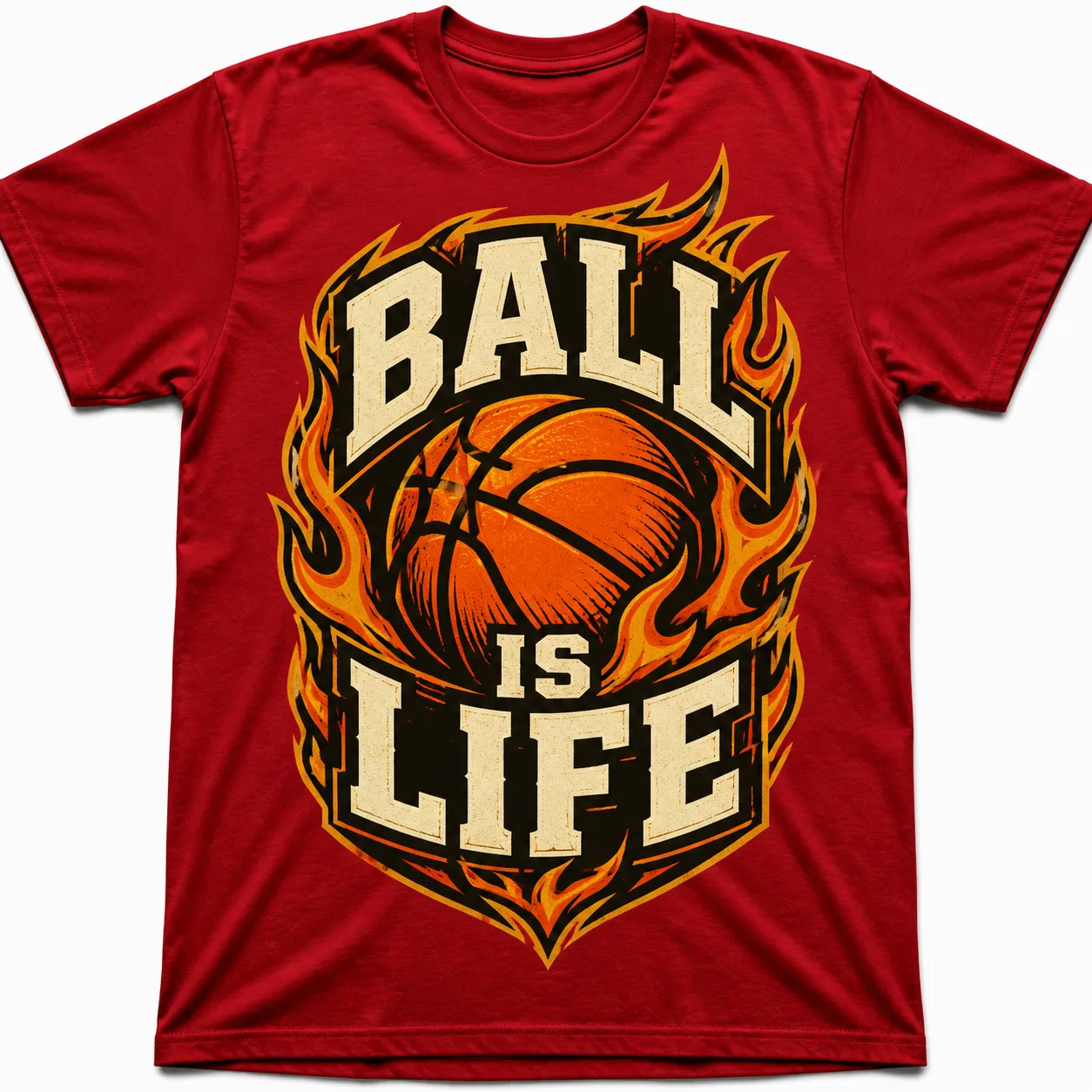Flaming Basketball Sports Tee Mockup