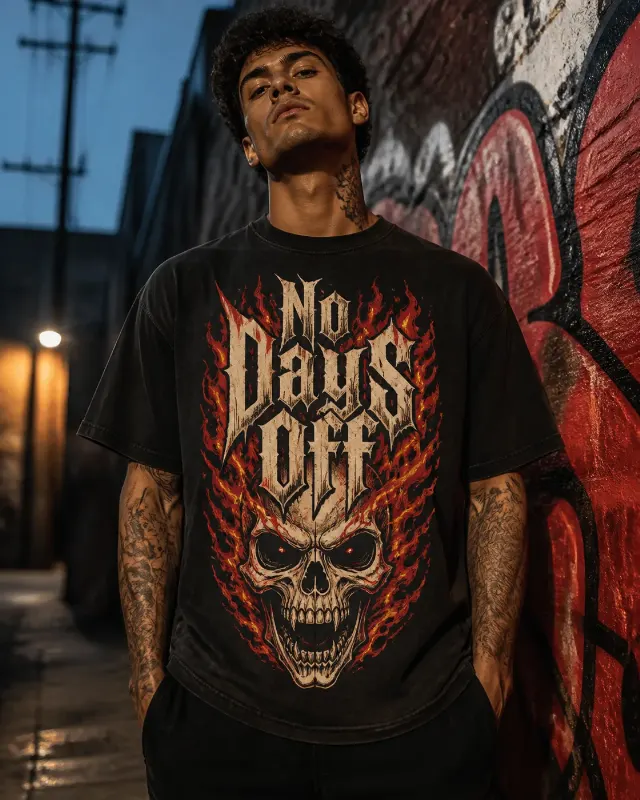 Flaming Skull Streetwear T-Shirt Mockup