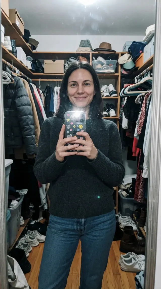 Flash Lit Closet Mirror Selfie