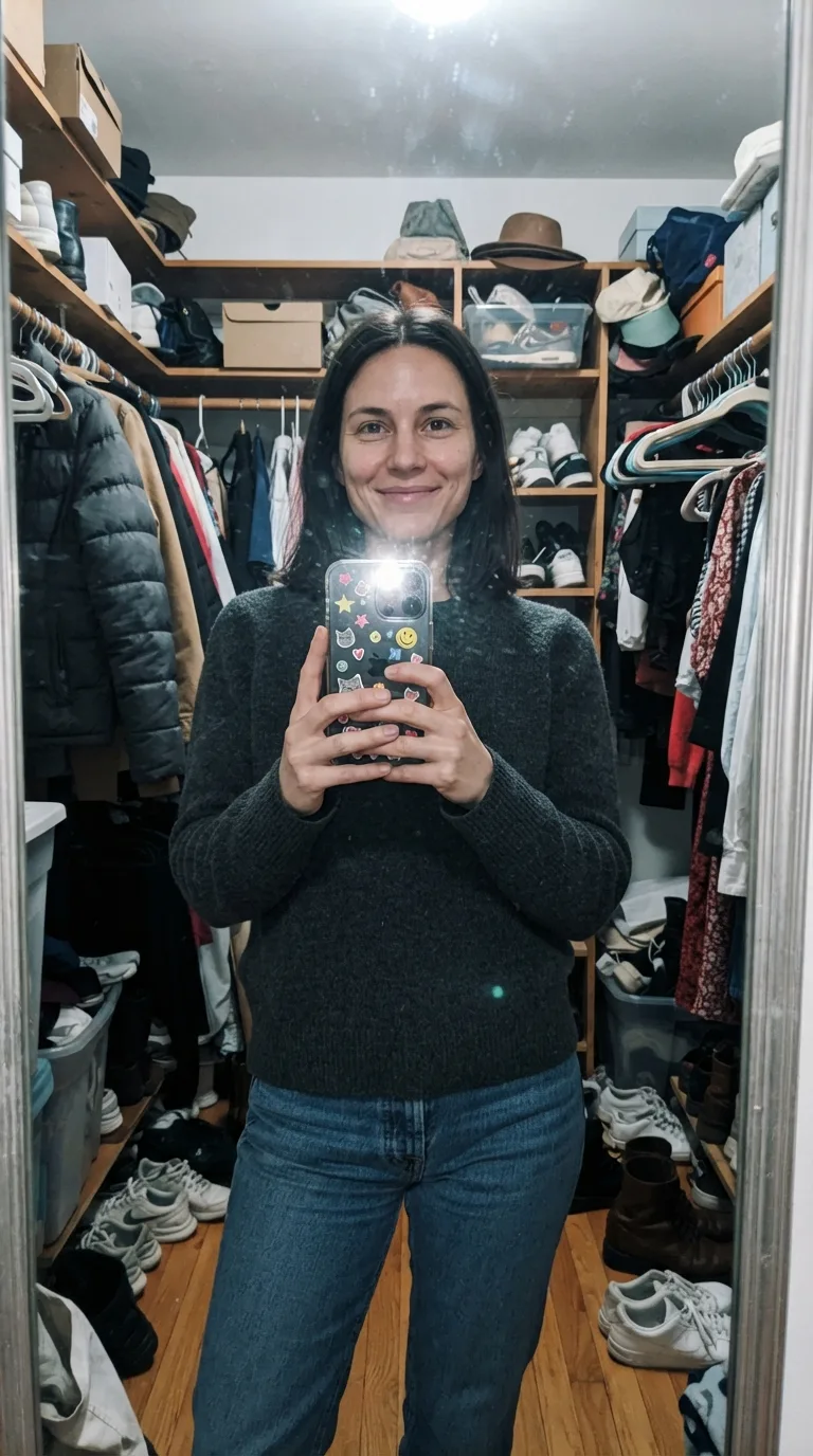 Flash Lit Closet Mirror Selfie