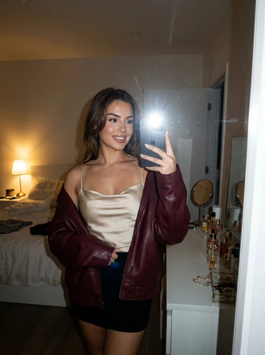 Flash Mirror Selfie In A Bedroom