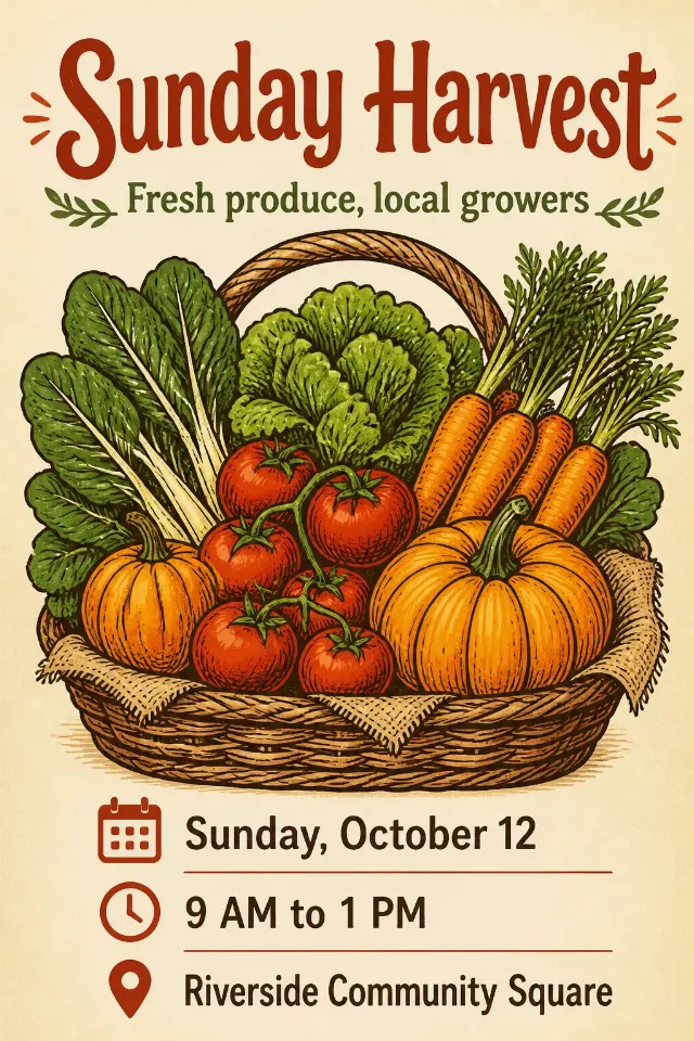 Flat Farmers Market Vegetable Poster