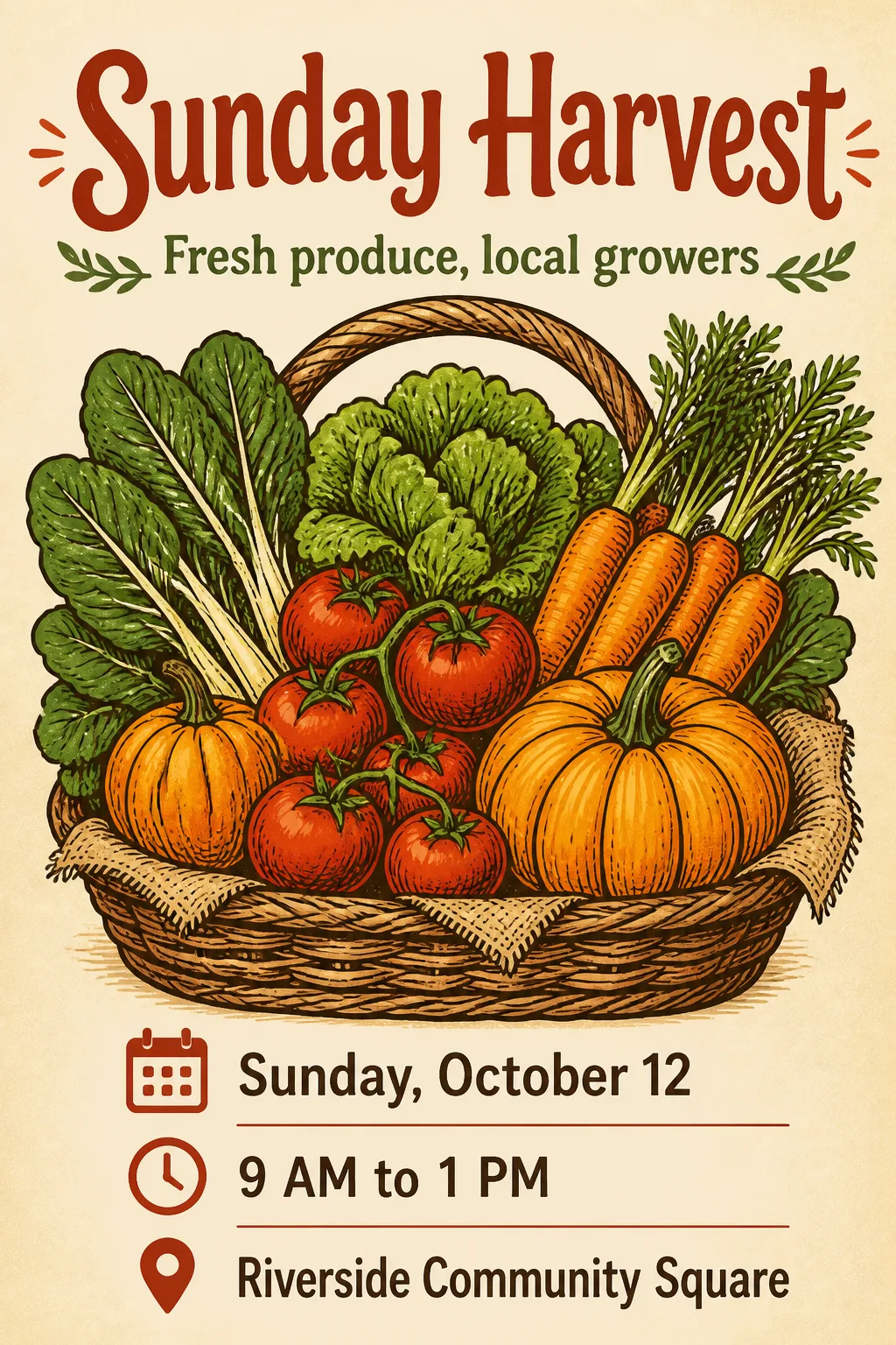 Flat Farmers Market Vegetable Poster
