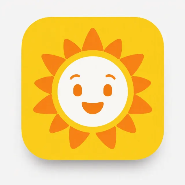 Flat Smiling Sun Weather App Icon