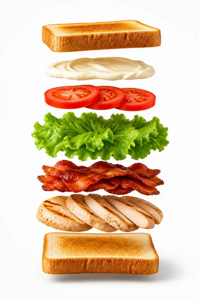 Floating Deconstructed Club Sandwich Photo