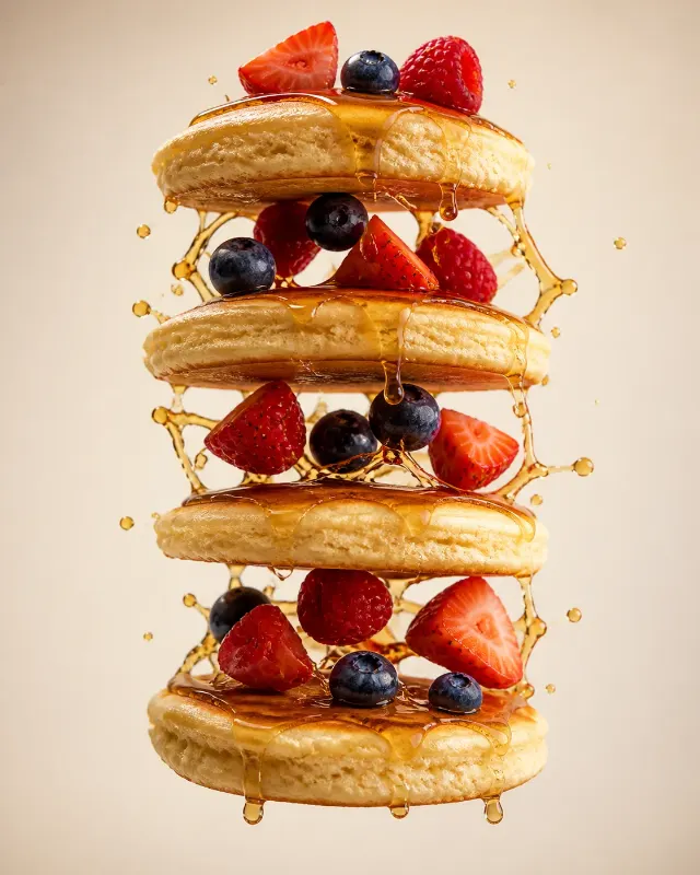 Floating Pancake Stack Food Photo