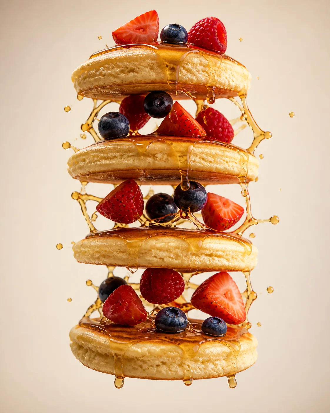 Floating Pancake Stack Food Photo