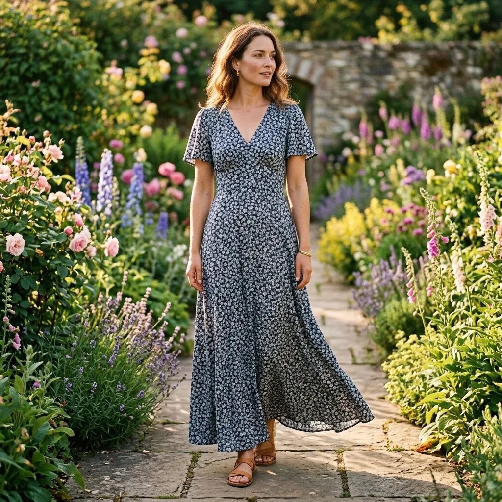 Floral Maxi Dress Garden Model Photo