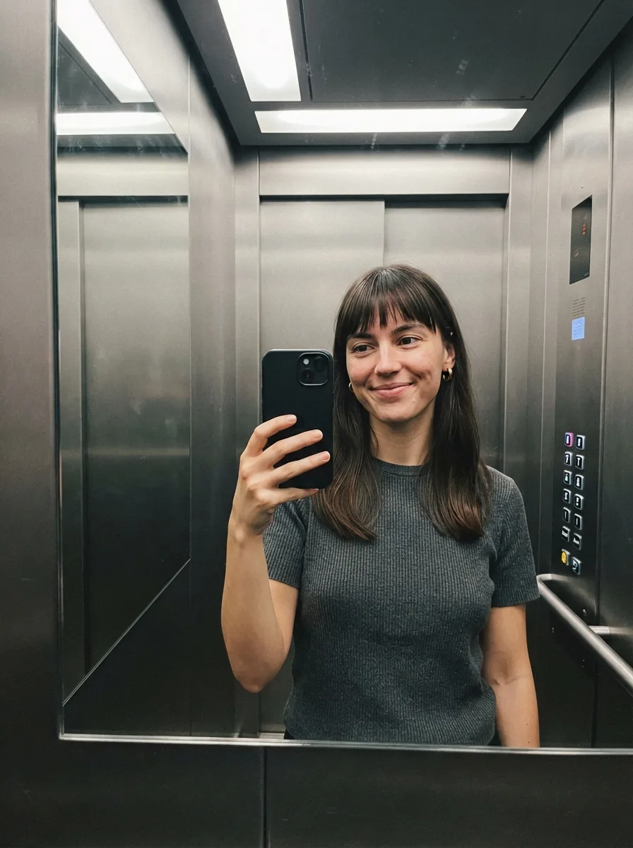 Fluorescent Elevator Lifestyle Selfie