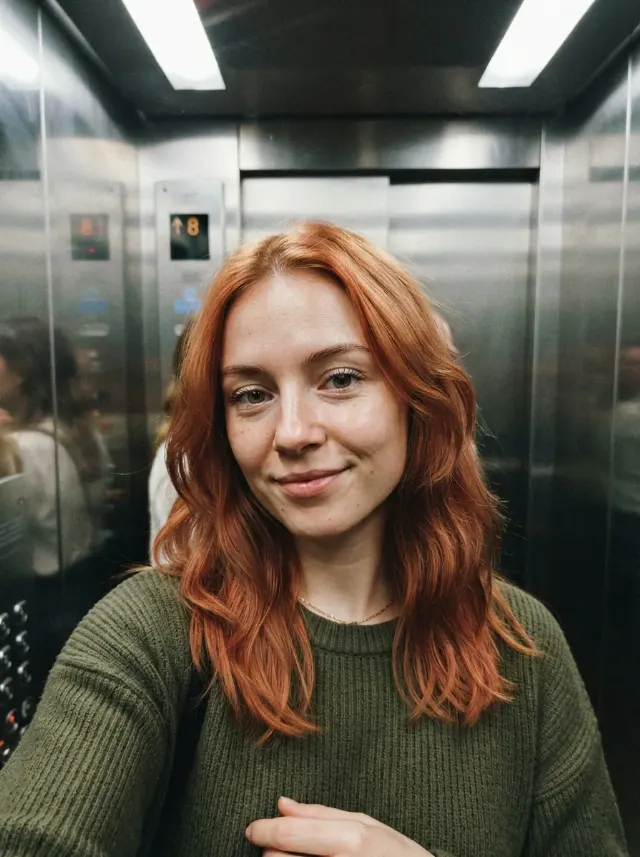 Fluorescent Elevator Selfie Portrait