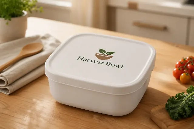 Food Container Lid Logo Kitchen Mockup