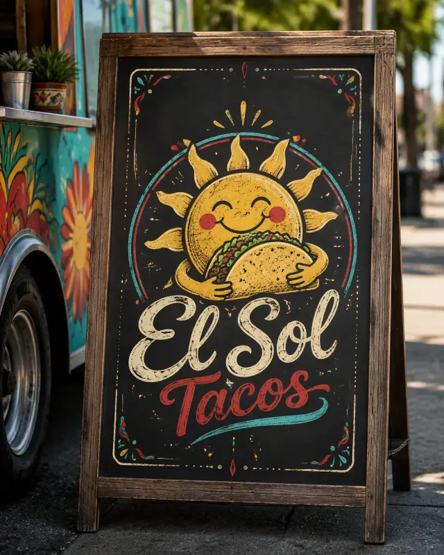 Food Truck Chalkboard Logo Mockup