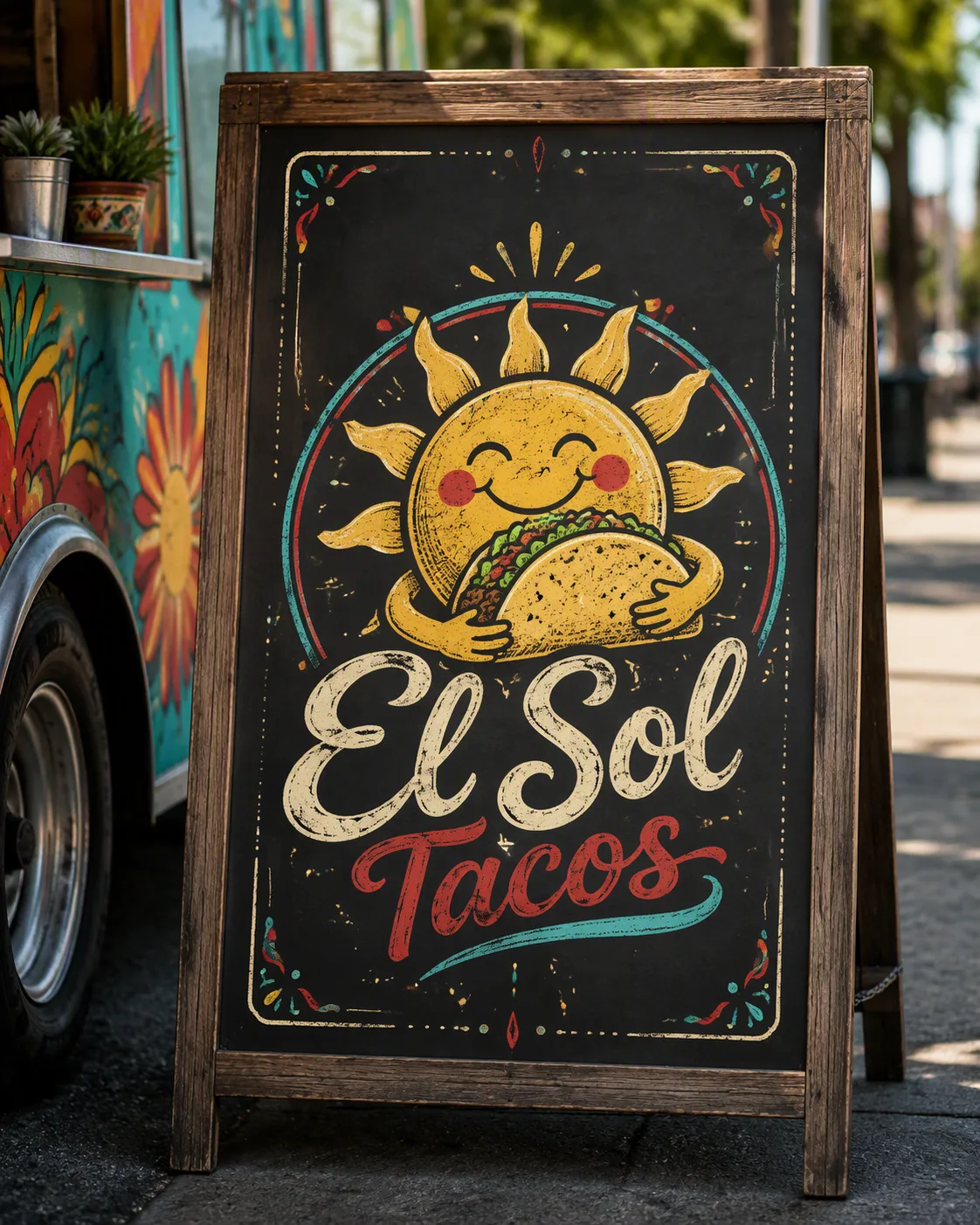 Food Truck Chalkboard Logo Mockup