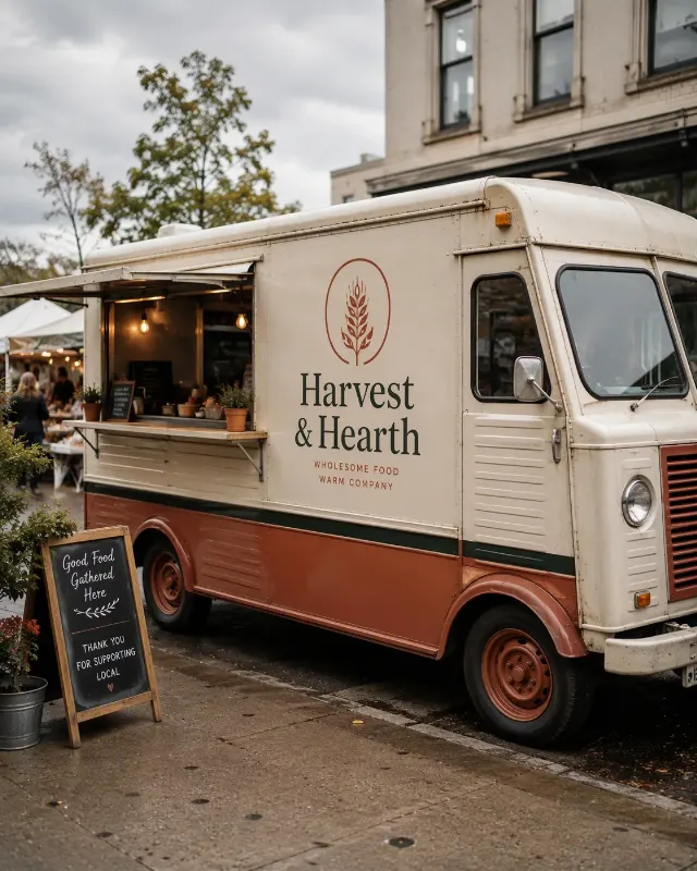 Food Truck Side Panel Logo Mockup