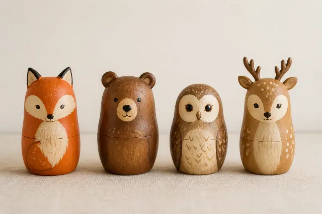 Forest Animal Wooden Nesting Doll Set