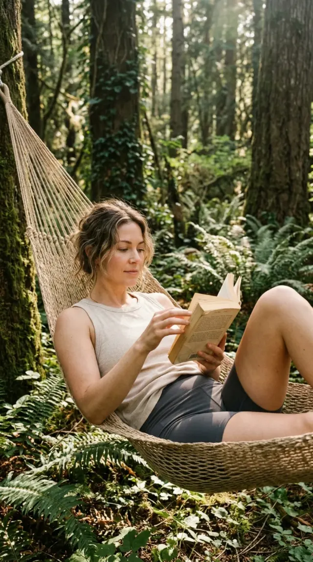 Forest Hammock Reading Influencer Photo