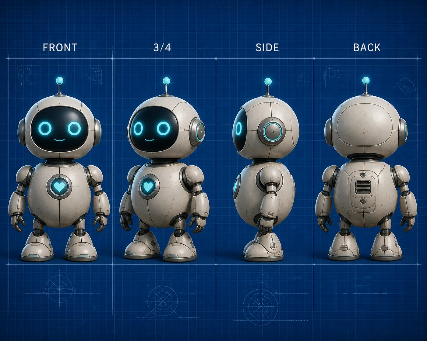 Friendly Robot Companion Turnaround Sheet