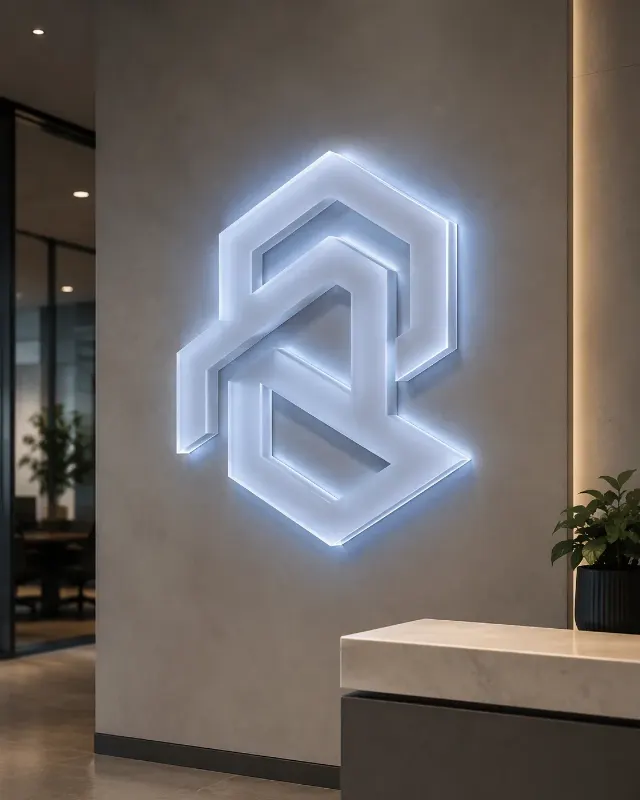 Frosted Acrylic Backlit Logo Wall Mockup