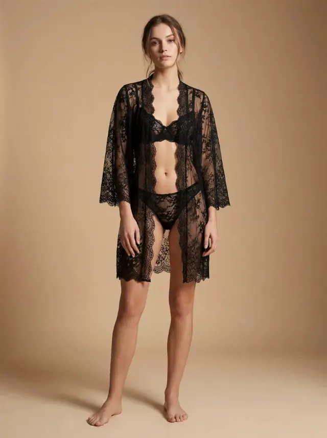 Full Body Lace Lingerie Kimono Photo