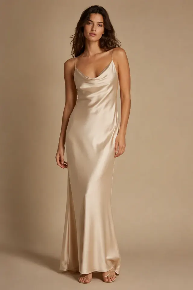 Full Body Silk Slip Dress Model Photo