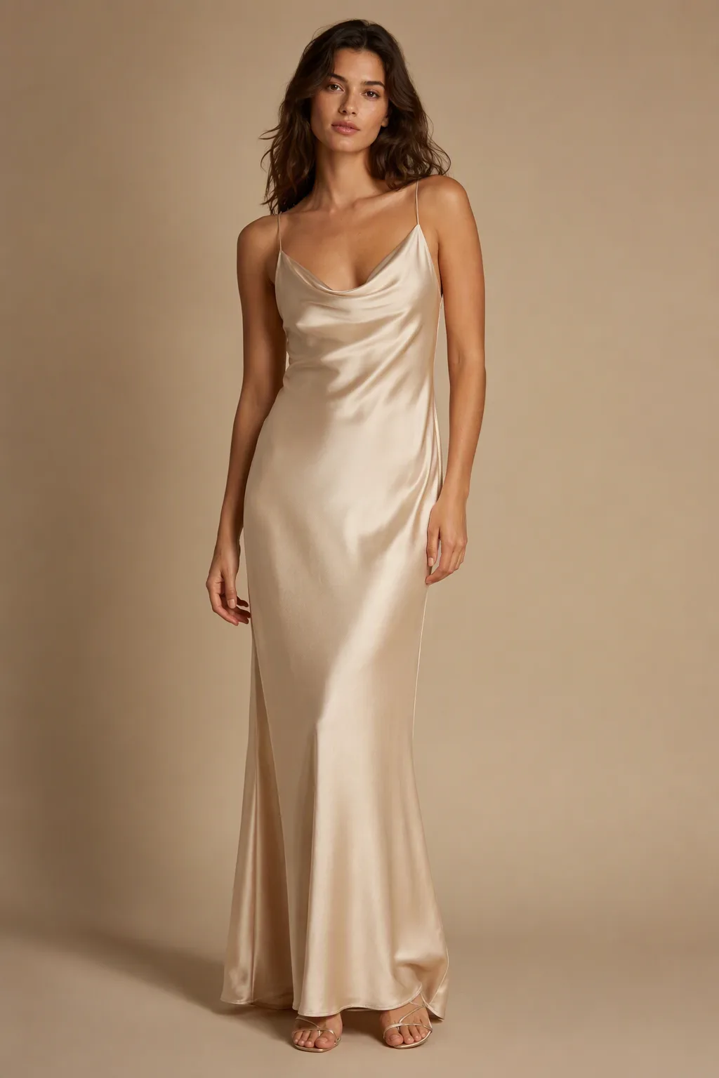 Full Body Silk Slip Dress Model Photo