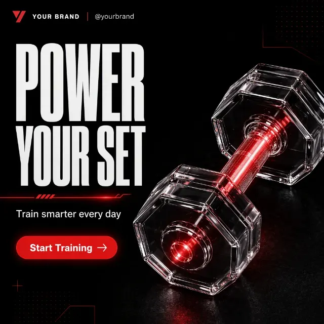 Glass Dumbbell Fitness App Post