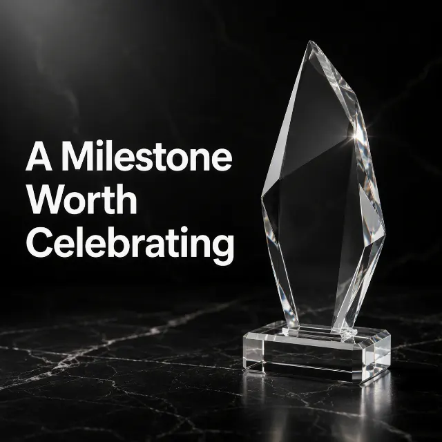 Glass Trophy LinkedIn Milestone Post