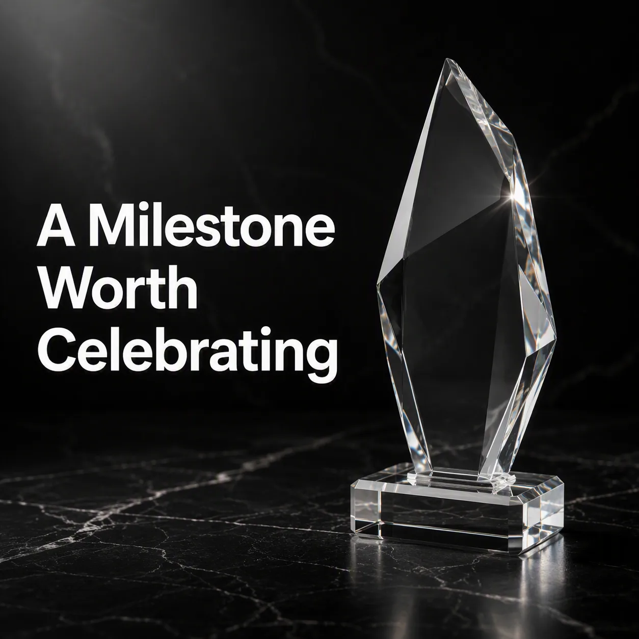 Glass Trophy LinkedIn Milestone Post