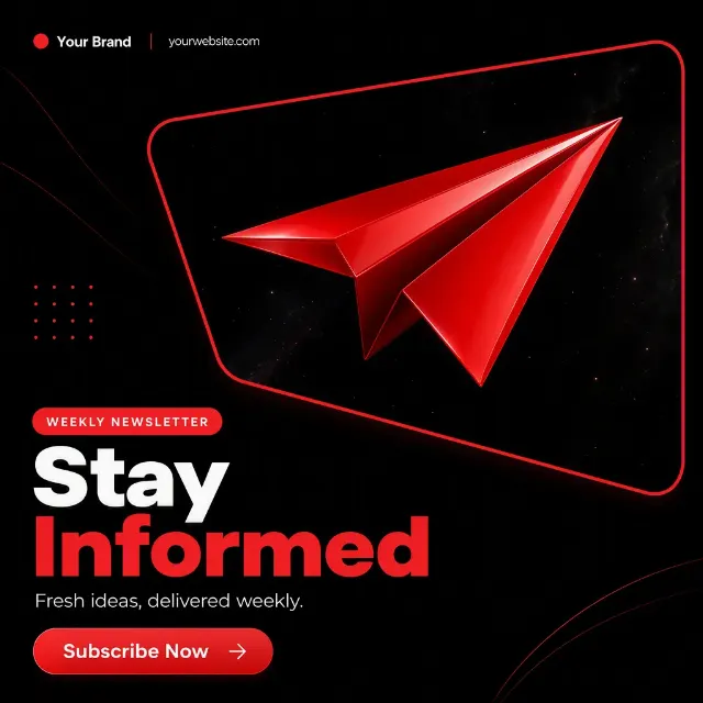 Glossy 3D Paper Plane Newsletter Post