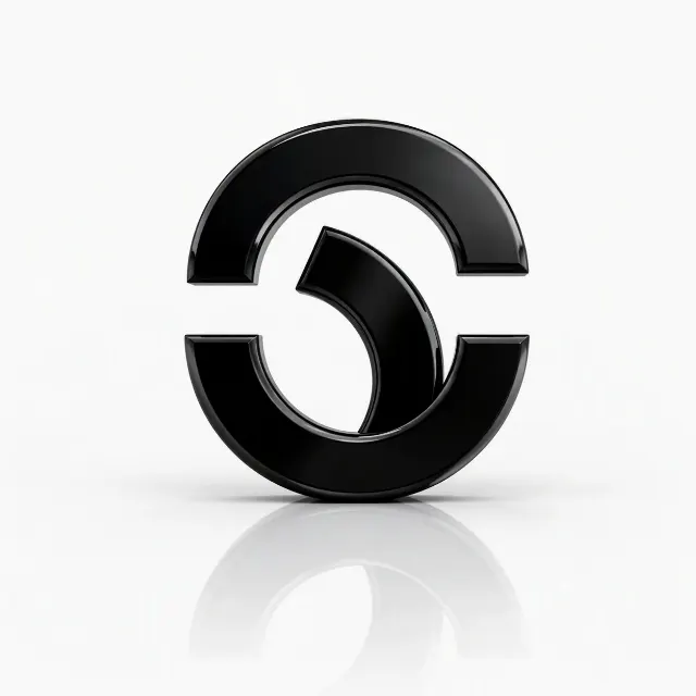 Glossy Black 3D Logo On White Studio