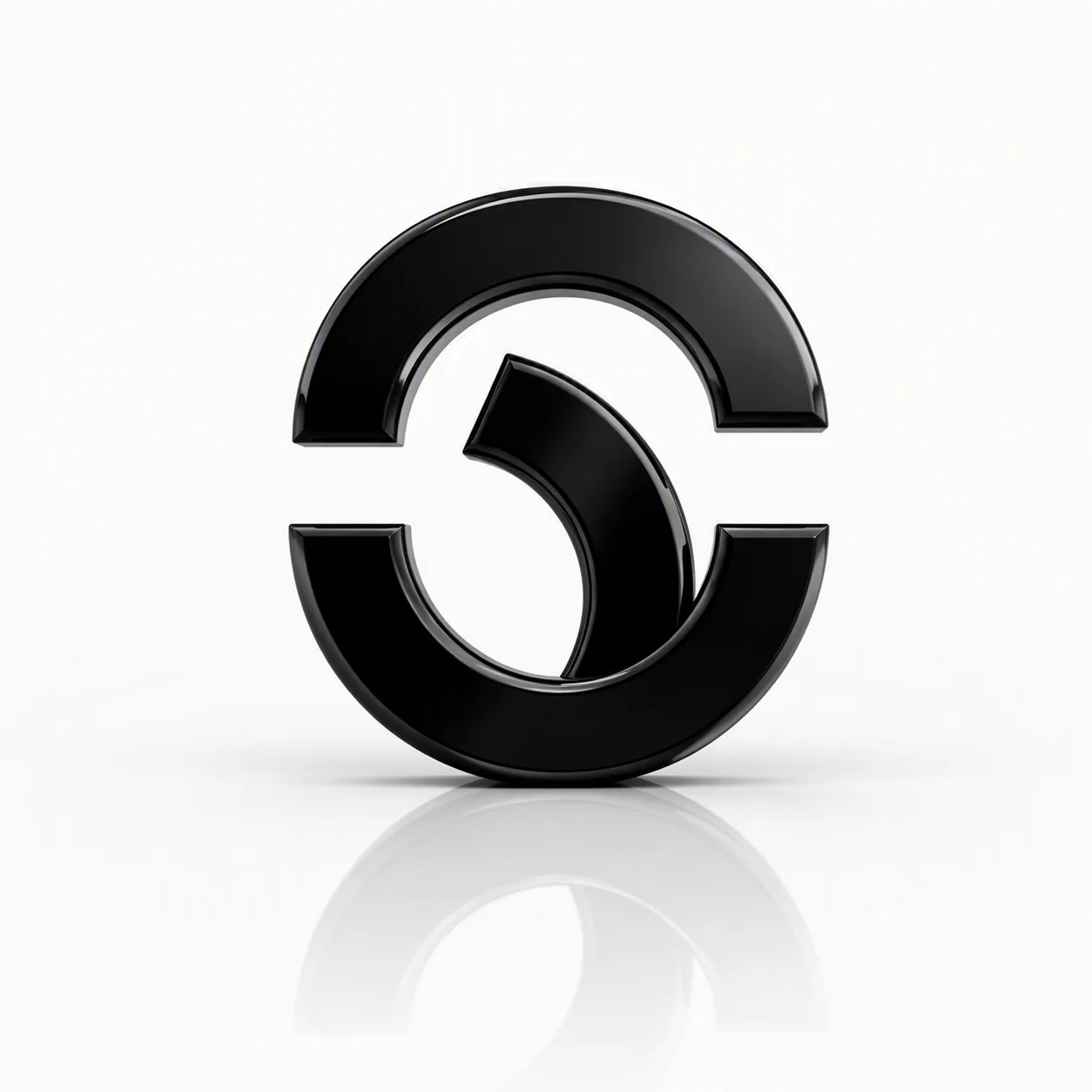 Glossy Black 3D Logo On White Studio