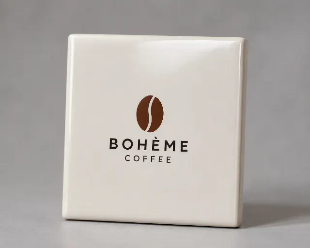 Glossy Ceramic Tile Logo Mockup