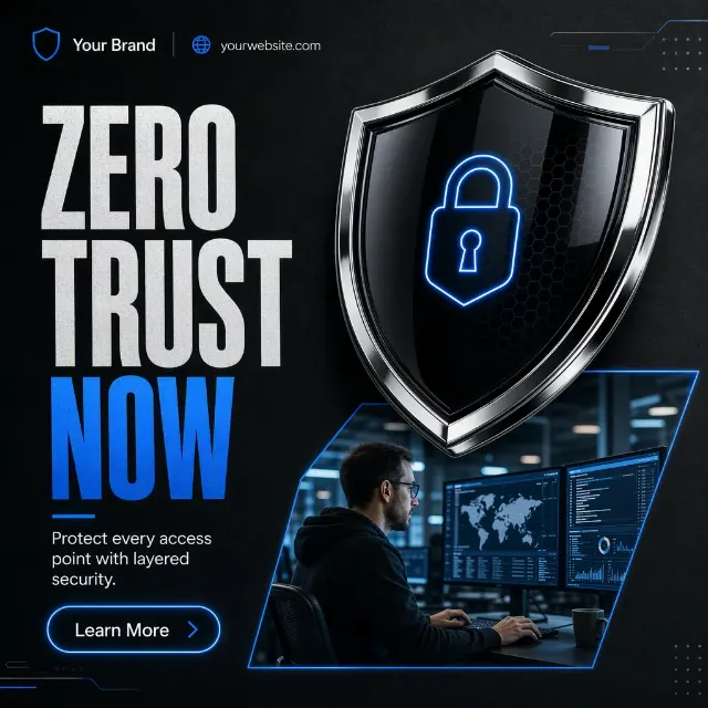 Glossy Cybersecurity Shield Instagram Post
