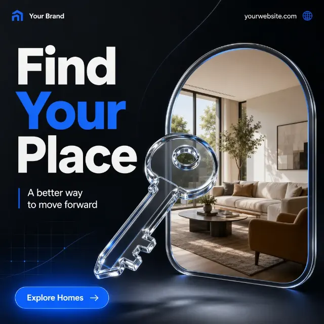 Glossy Glass Key Real Estate Post